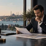 Investor reviewing a business plan and market map